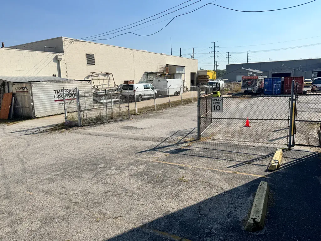 A parking lot behind the Computer Recycling LLC building